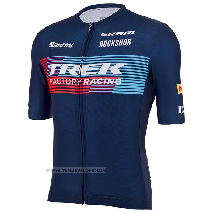 2023 Maillot Cyclisme Trek Factory Bleu Manches Courtes et Cuissard